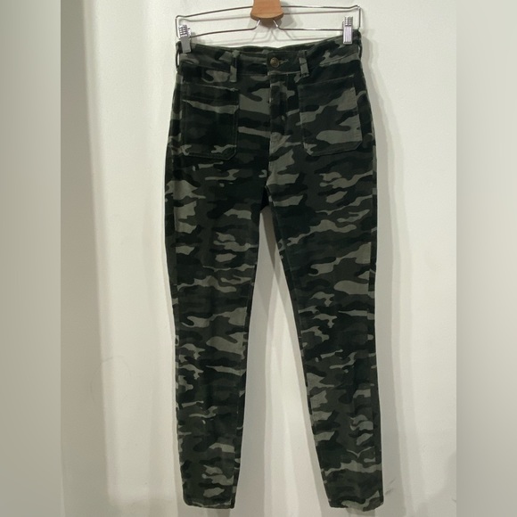 Anthropology Pilcro and The Letterpress High Rise Skinny Corduroy Green Camo 27 - Picture 3 of 13